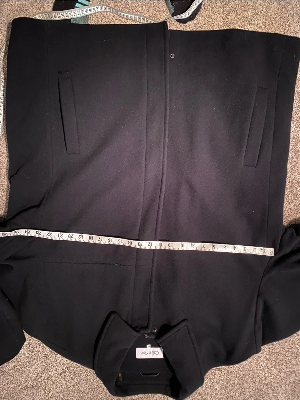 Calvin Klein Black Wool Blend Men's Coat with Quilted Lining